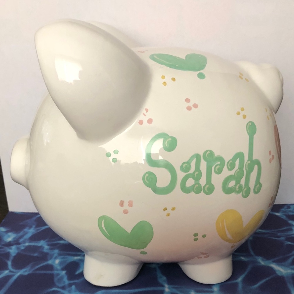 Personalized Piggy Bank with Hearts